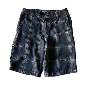 🍄 Quiksilver black plaid shorts men’s size 30 gray with pockets